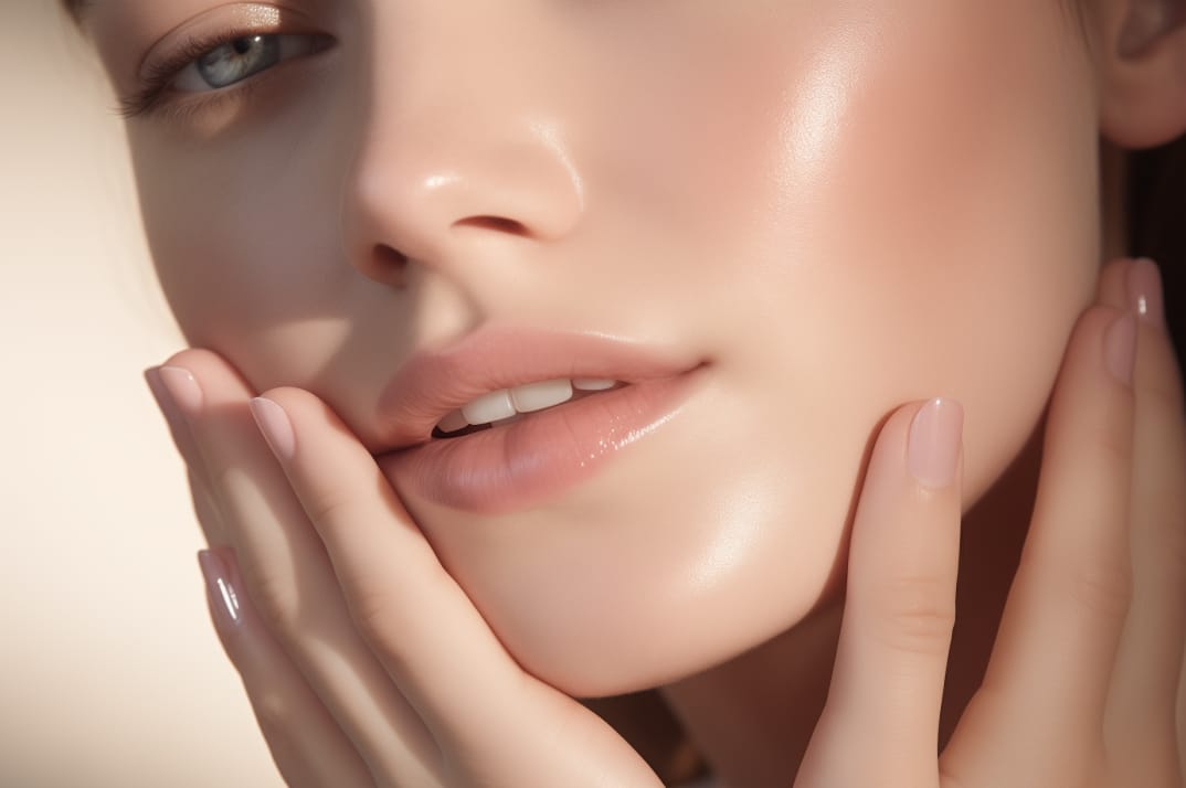 Female model with porcelain skin