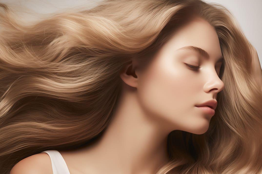 Female model with flowing hair